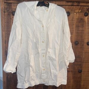 Eileen Fisher Linen Jacket shirt hoodie hooded S